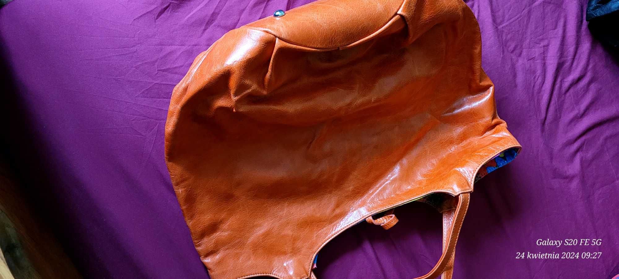 Skórzana pomaranczowa torebka