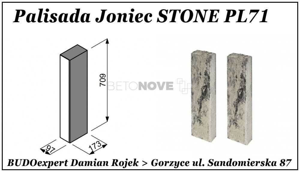 Palisada betonowa łupana JONIEC STONE PL71  wysokość 71cm !!