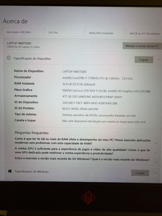 Portatil HP OMEN CE015np