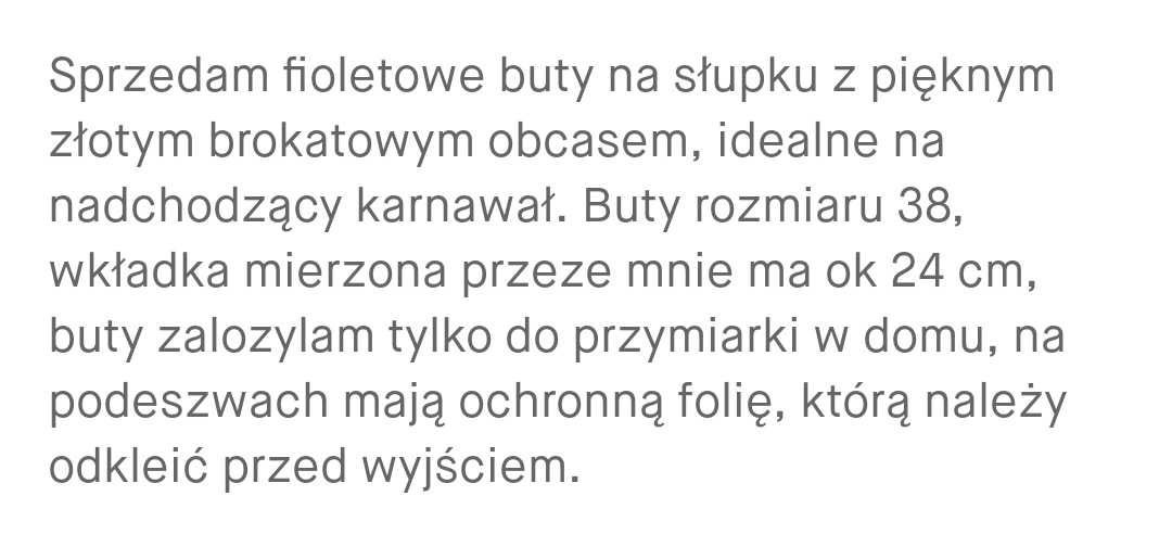 Fioletowe czółenka na słupku złoty brokat Sylwester 38