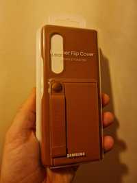 Etui Skórzane Leather Flip Cover Samsung Galaxy Z Fold3 5G Nowy Zamyka