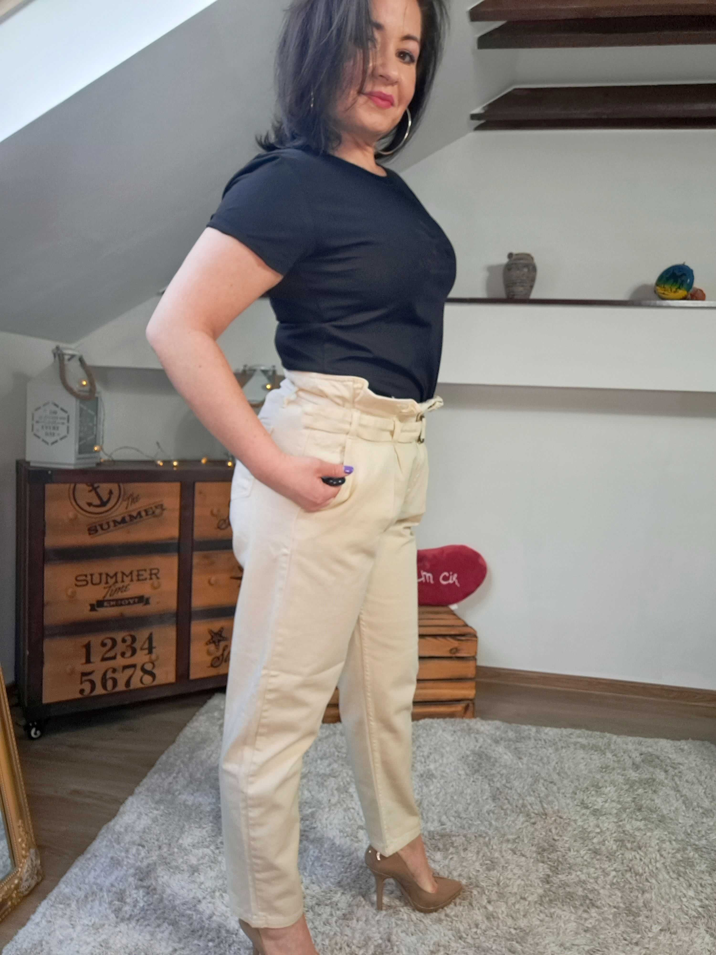 ALPHA INDUSTRIES spodnie damskie typu PAPERBAG 136023 kremowe
