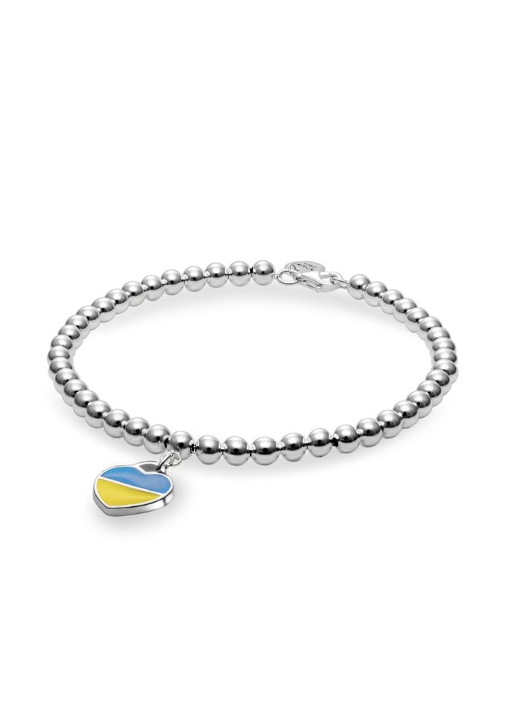 Срібний браслет та каблучка з намистин "З Україною в серці"