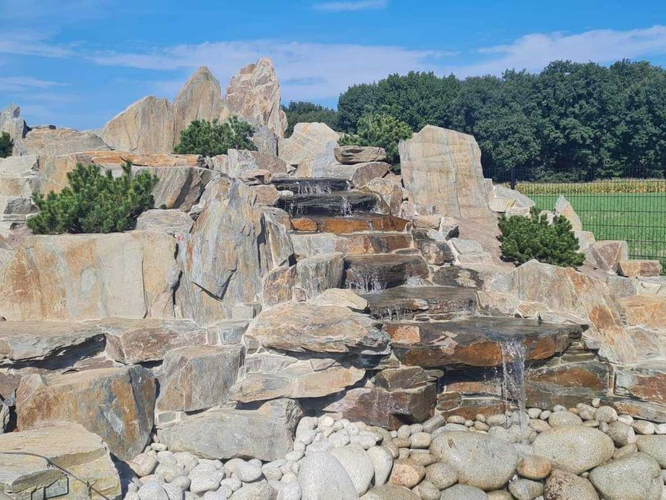 Kamień łupany łupek szarogłazowy na kaskadę duże płyty 40-120 cm tona