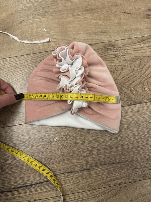 Turban ocieplany rozowo bialy