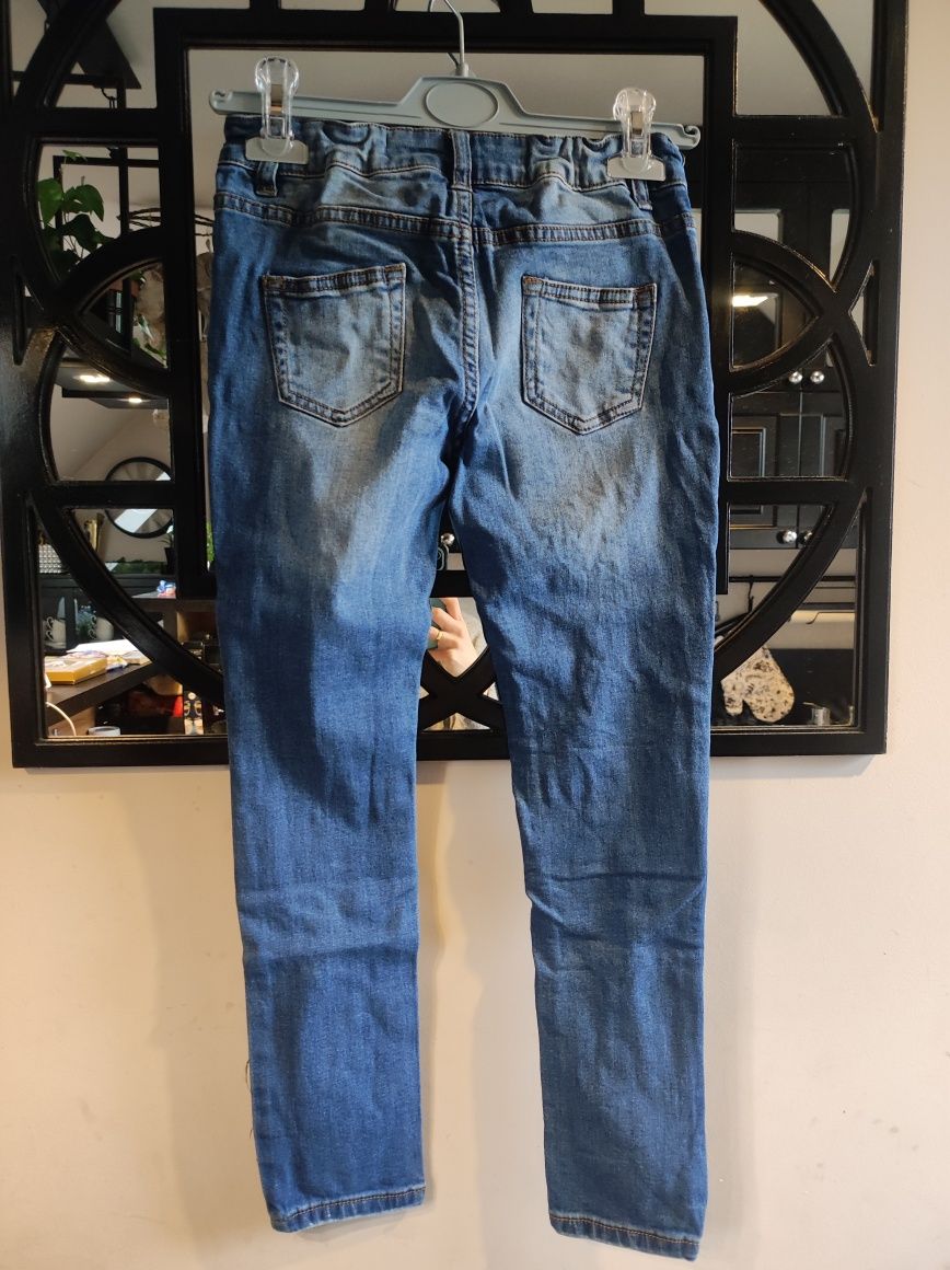 Spodnie dżinsy skinny dziury DenimCo 8-9 lat 134cm