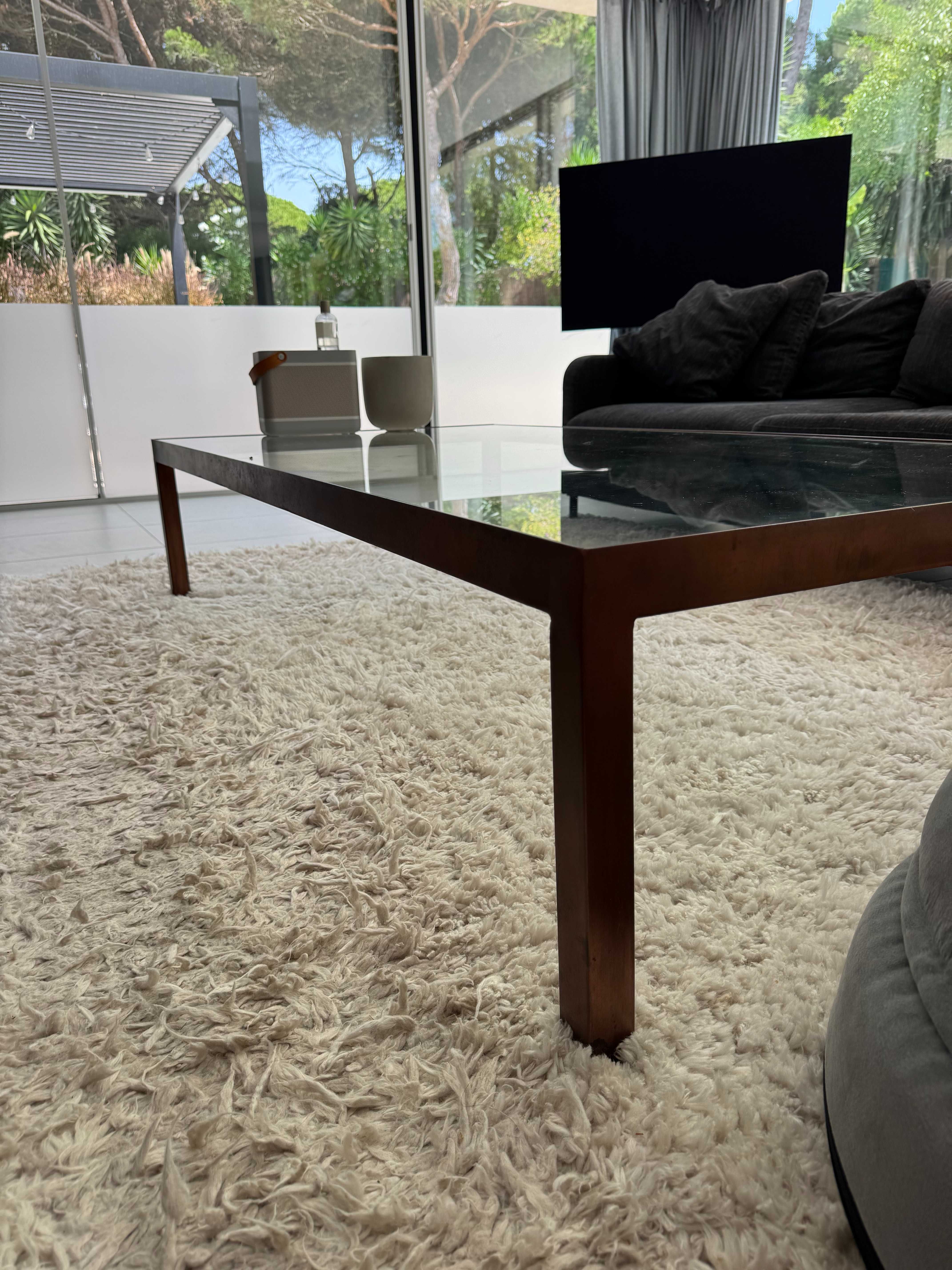 Iron structure, tempered glass top coffee table (Mesa de centro)