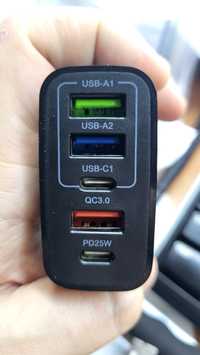 Зарядное USB QC, PD, всего 5 разъемов