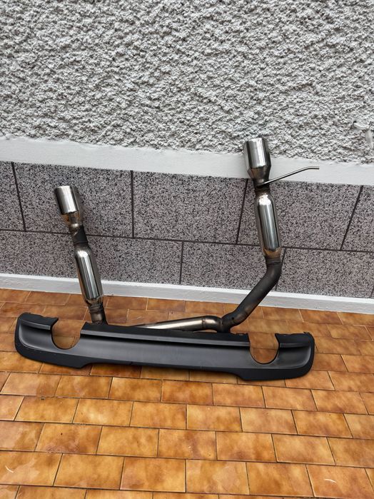 Sistema de escape duplo com difusor/saia traseira bmw 318i