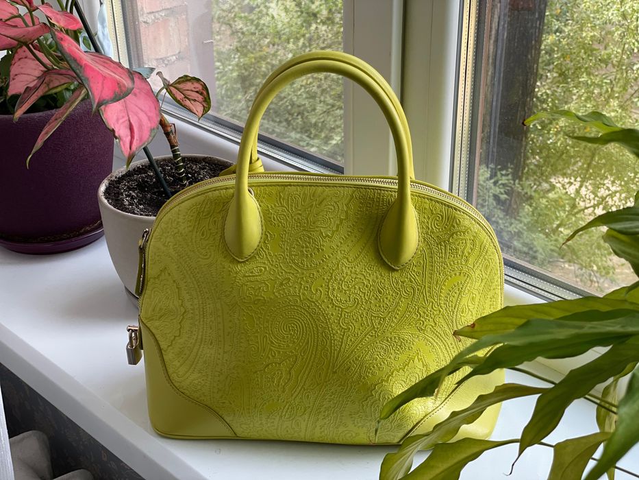 Зелена, Лайм ETRO сумка з рельєфною шкірою із візерунком зі шлейкою