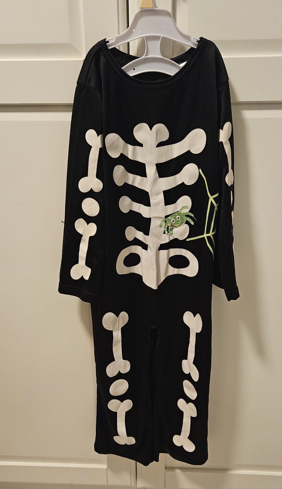 Strój Halloween, karnawał, kościotrup, szkielet, pająk. 104 cm