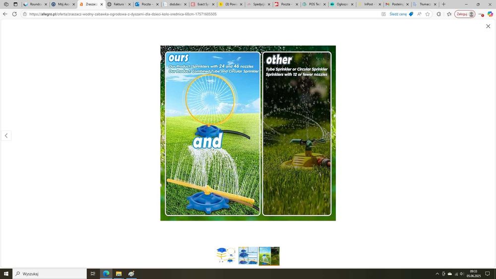 Zraszacz wodny zabawka ogrodowa z dyszami dla dzieci koło śr. 68cm