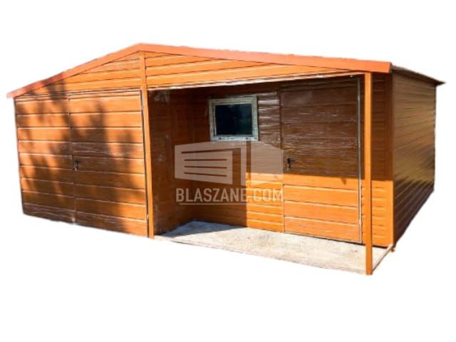 Garaż Blaszany 6X5 + Wnęka Brama - Okno Drzwi Drewnopodobny Bl149