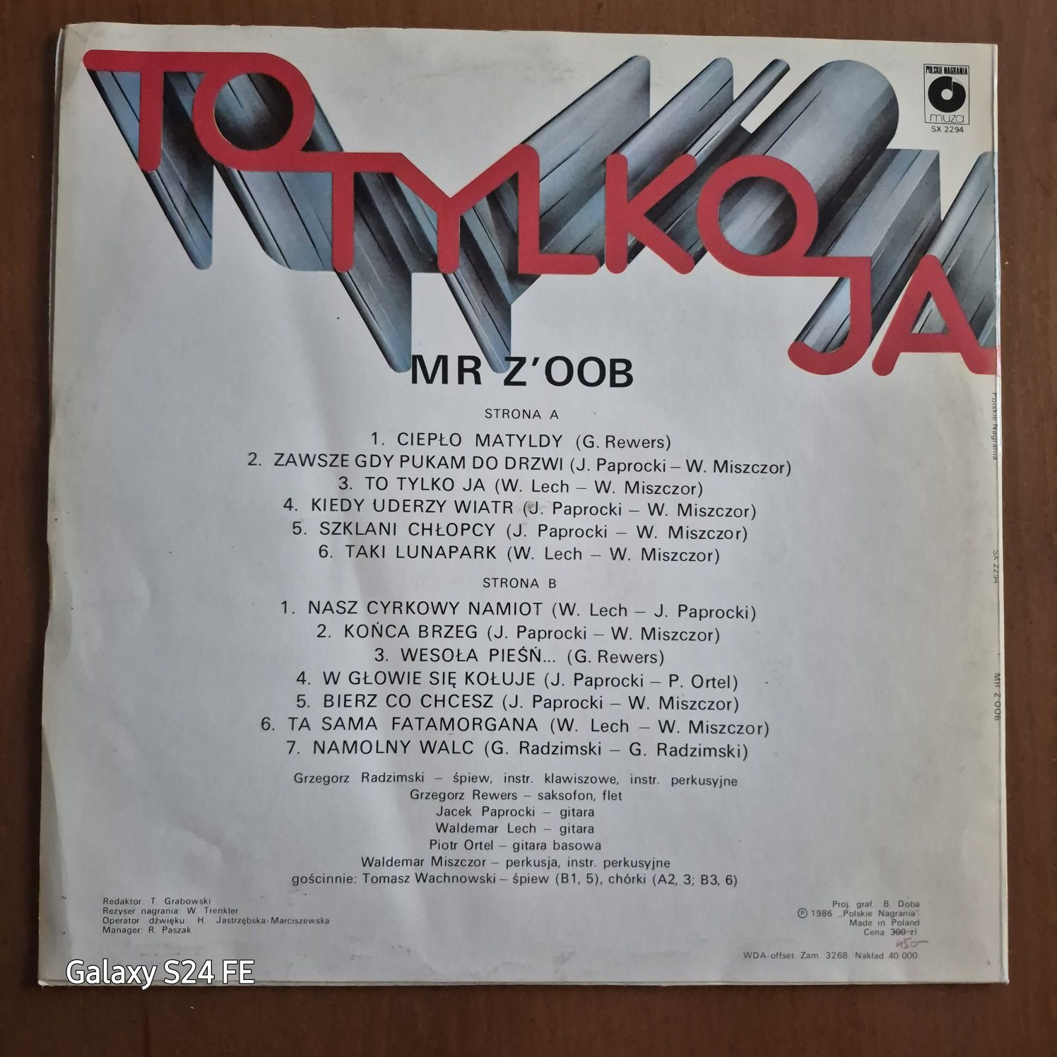 Płyta winylowa/Mr Z'oob*-To tylko Ja./1986r