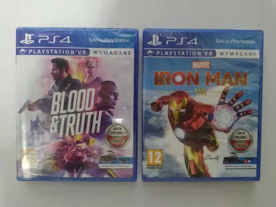 NOWY Zestaw 2 gier PS4 VR Iron Man, blood & Truth 2x folia nówki