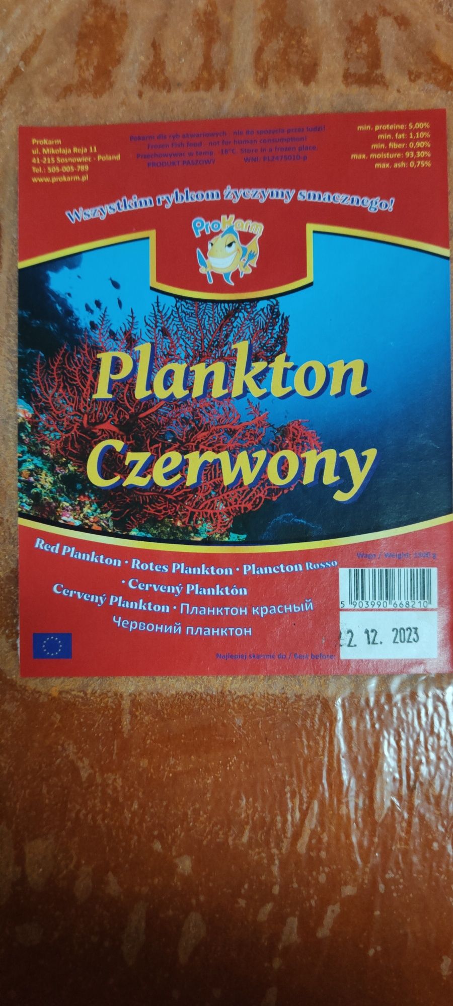 Pokarm mrożony: artemia,wodzień,ochotka,cyklop,plan. czerwony,lasonogi