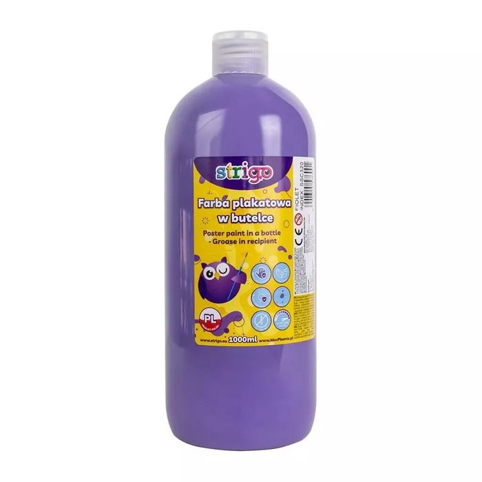 Farba plakatowa w butelce 1000ml fioletowy STRIGO. Strigo