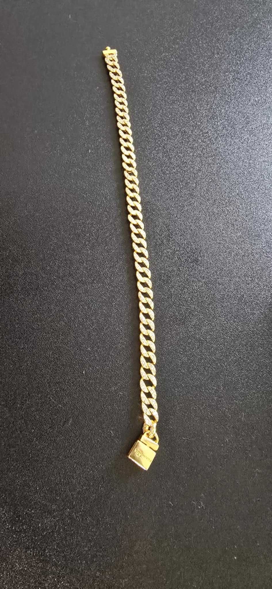 Pandora-Pulseira de Corrente Cubana Pavé