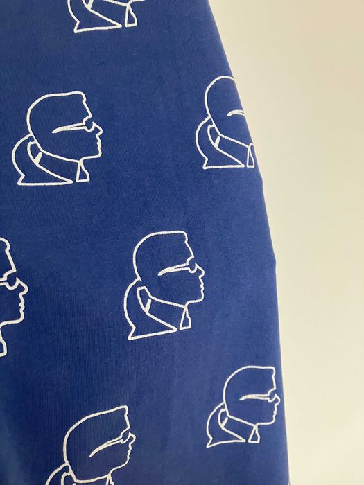 Karl Lagerfeld niebieska bawełniana sukienka basic nadruk