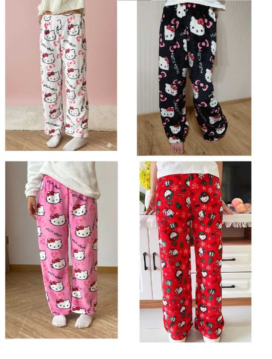 Штани плюшеві Хелоу Китти Hello Kitty рожеві чорні