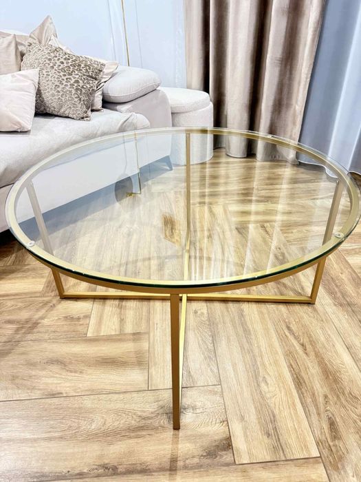 Stolik 90 cm srednixa zloty okragly, 48 cm h