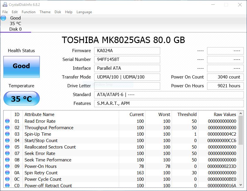 HDD 2.5 polegadas IDE 80Gb