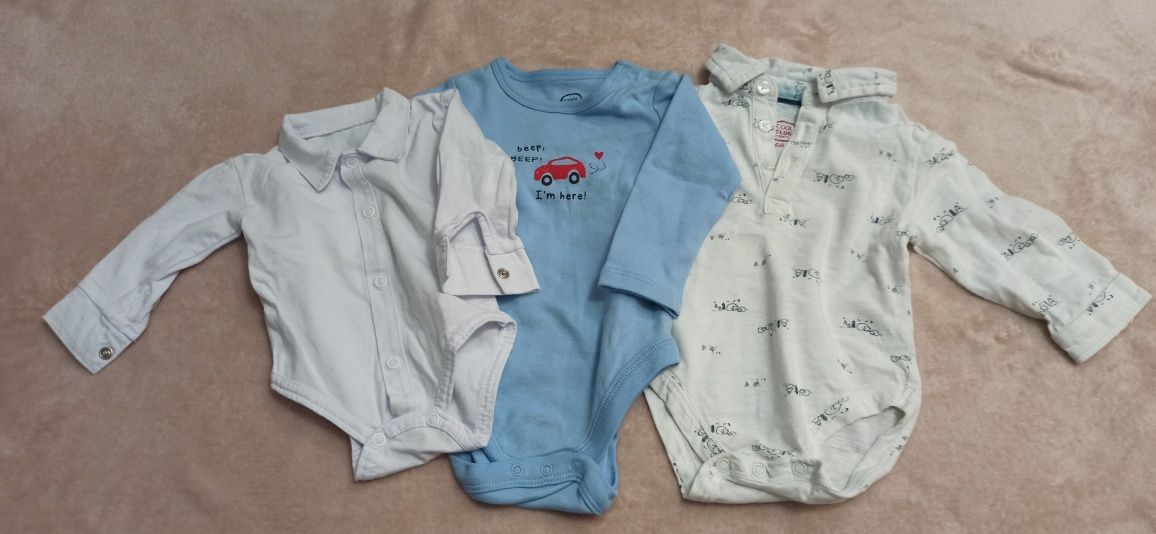 Zestaw body niemowlęce długi rękaw r.68 zestaw 3szt.
