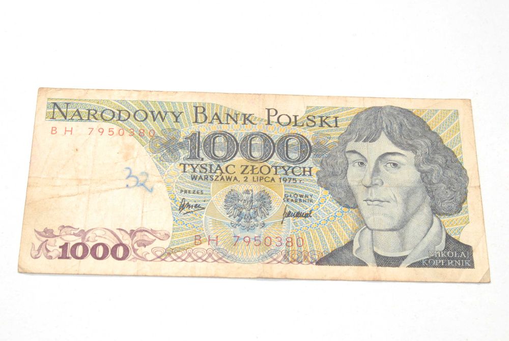 Stary banknot 1000 złotych Kopernik 1975 antyk