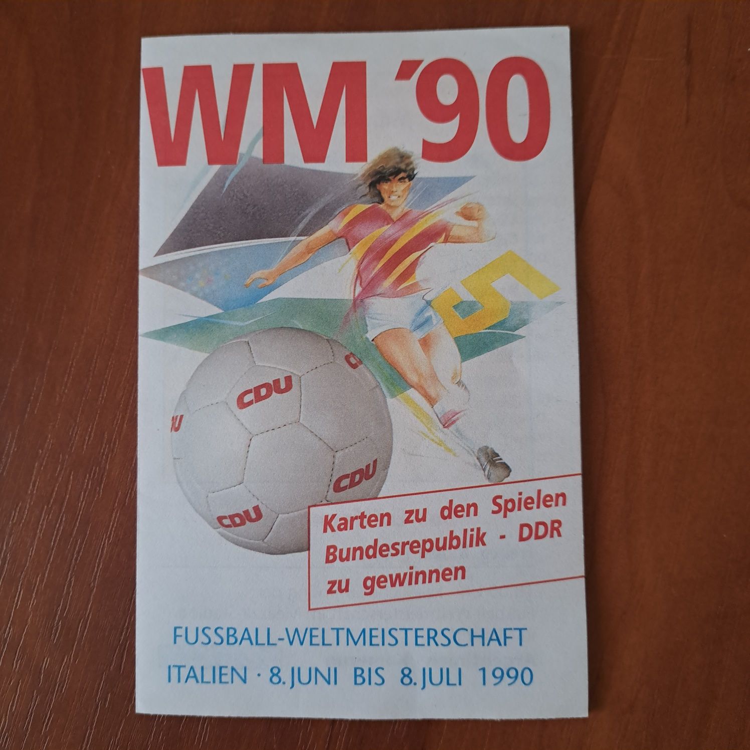 ЧМ по футболу 1990 ГДР карточка болельщика
