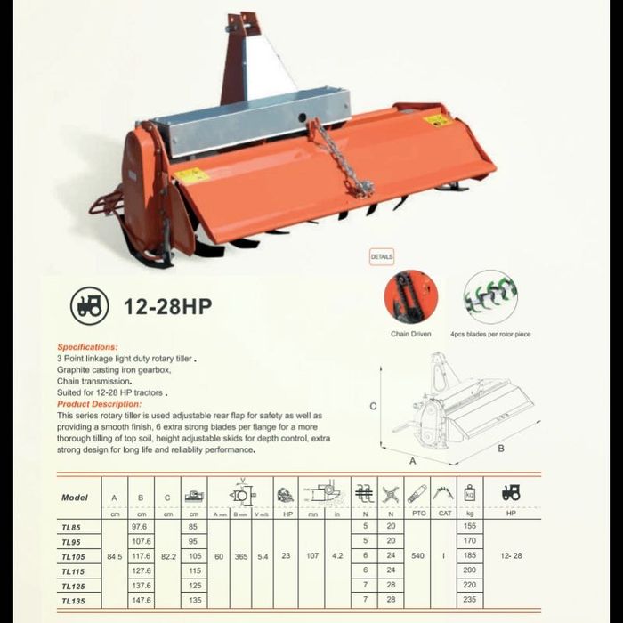 Фреза-грунтофреза Матенг ТЛ-135. фрези, косарки, мульчера подрібнювачі