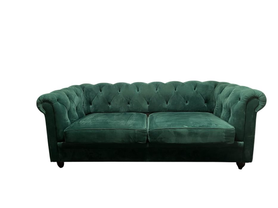Sofa Chesterfield Rozkładana Butelkowa Zieleń