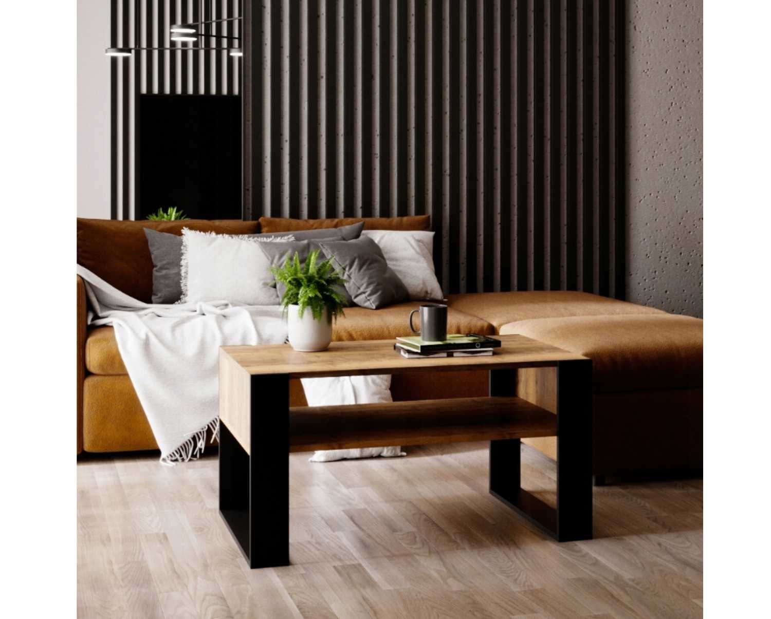STOLIK kawowy drewniany PREMIUM z DĘBU ŁAWA soft retro do SALONU