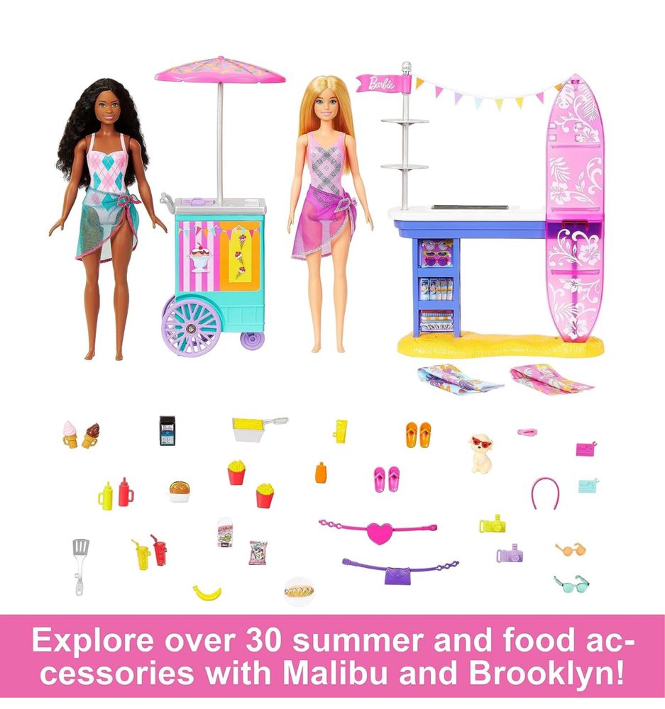 Ігровий набір Barbie Beach, Brooklyn та Malibu, food stand , кіоск