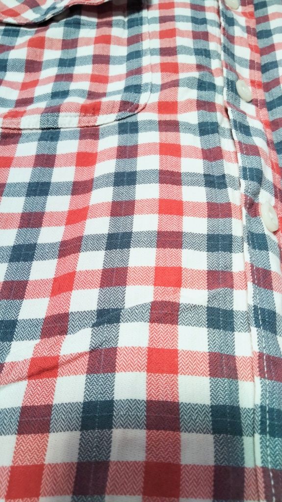 Koszula męska, w kratę, Plus Size, czerwona, niebieska, krata, L.O.G.G