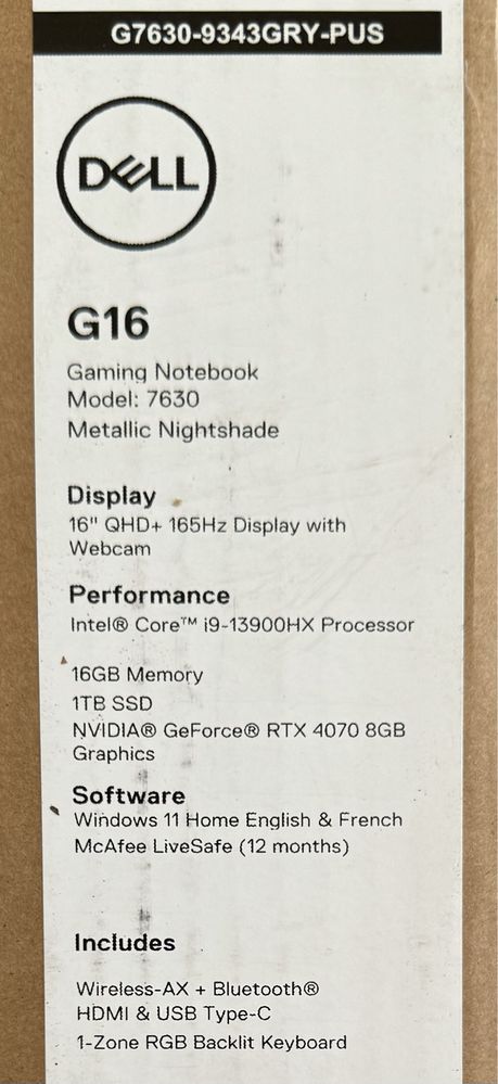 Ігровий ноутбук Dell G16 i9 4070