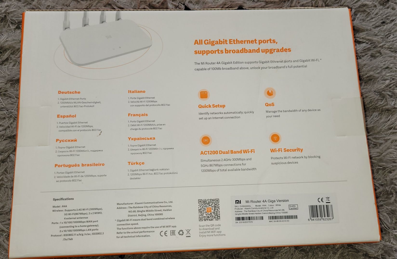 Router XIAOMI Mi Router 4A, LAN / WAN 100Mbps + AC1200