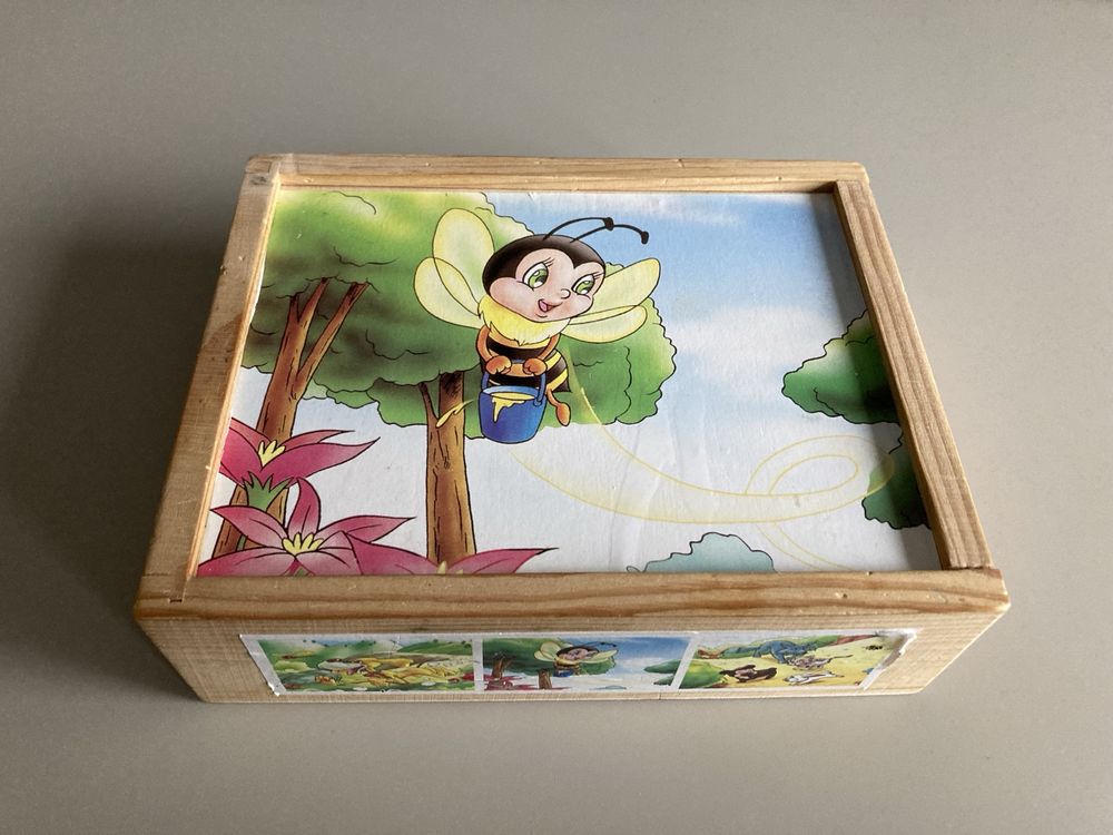 Drewniane klocki puzzle układanka w duchu Montessori
