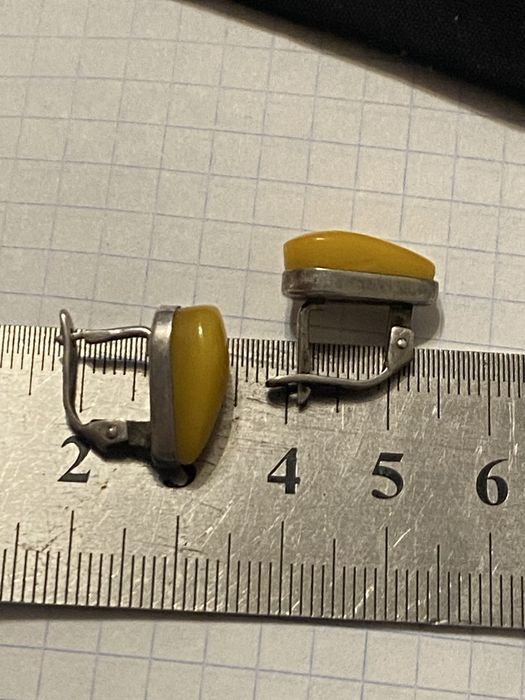 Серьги серебро с янтарем 925 СССР.