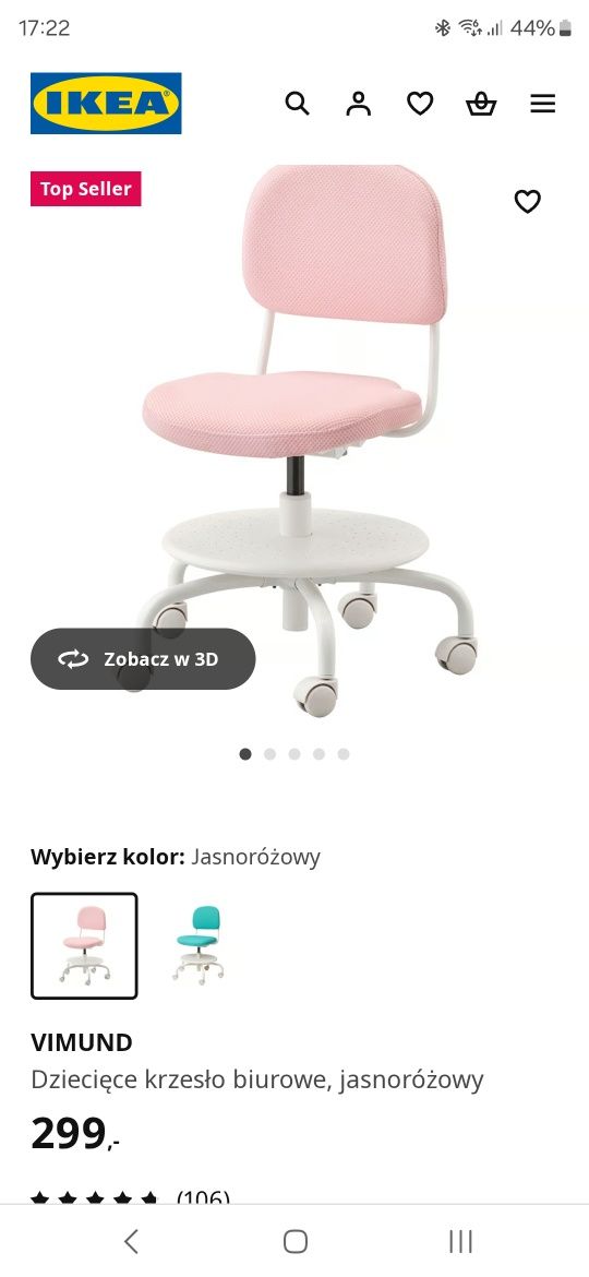 Dziecięce krzesło biurowe ikea