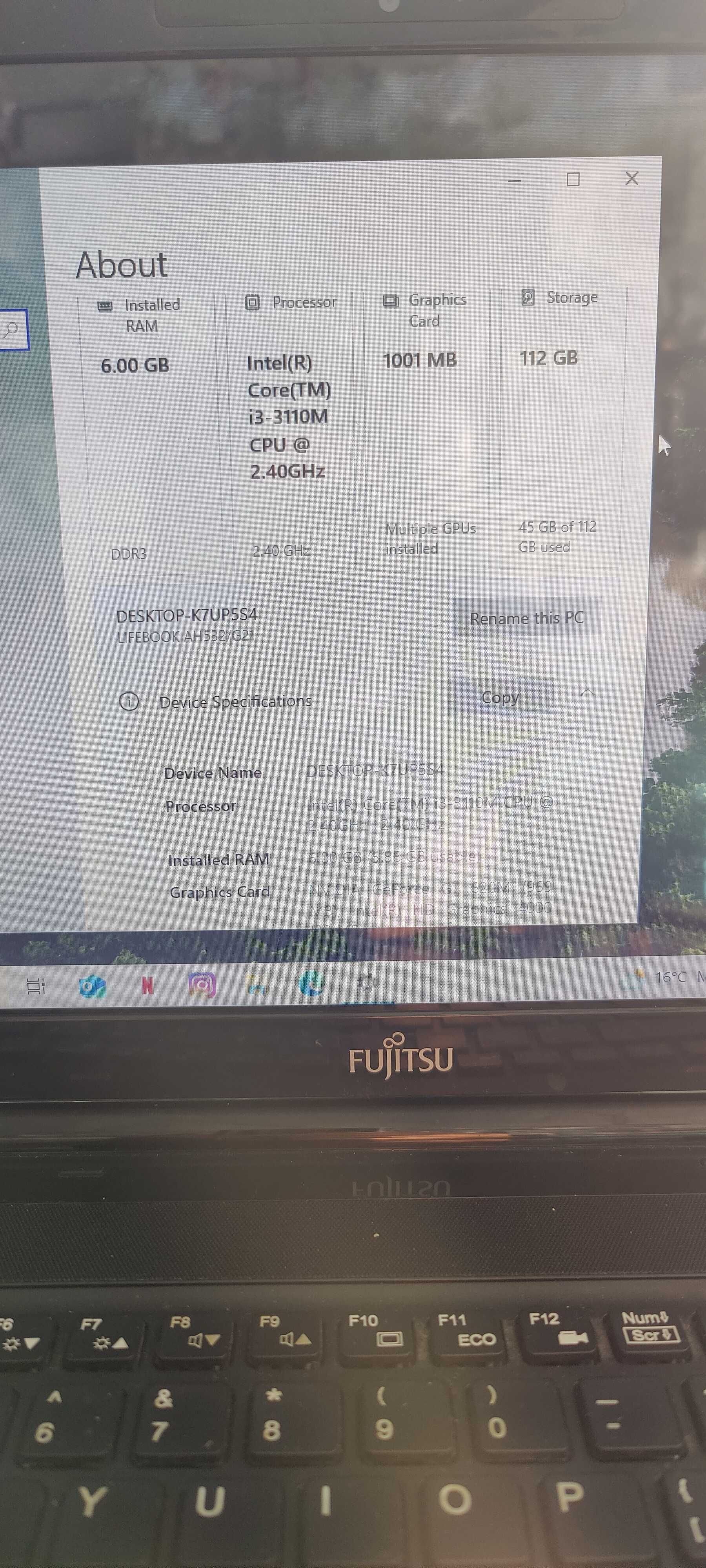Ноутбук Fujitsu ah532m