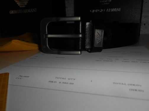 Emporio Armani Męski pasek firmowy, skóra naturalna 235