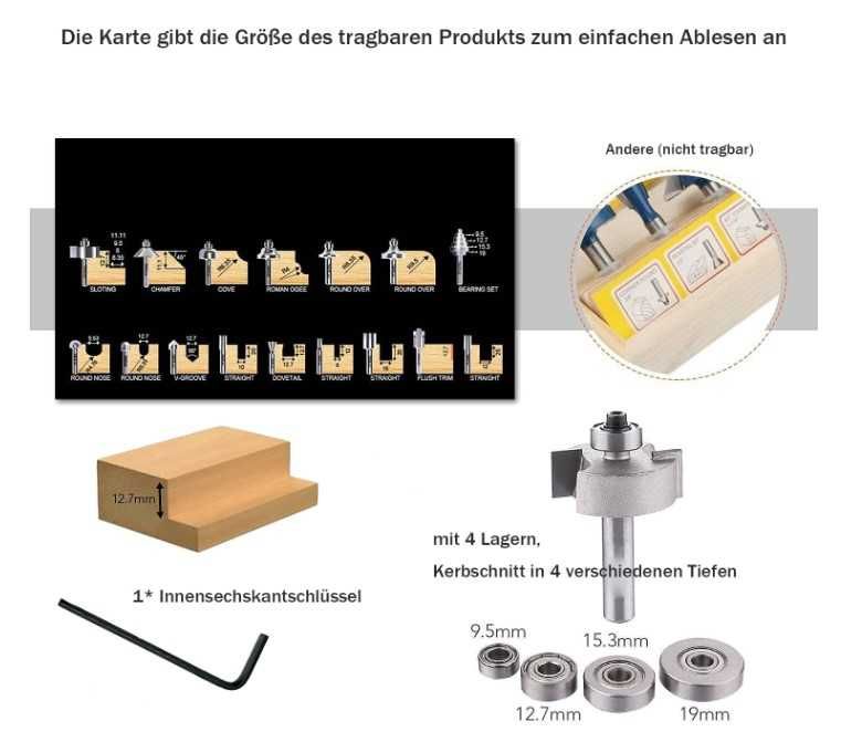 Zestaw 16 frezów do drewna, uchwyt 8mm Sinoprotools