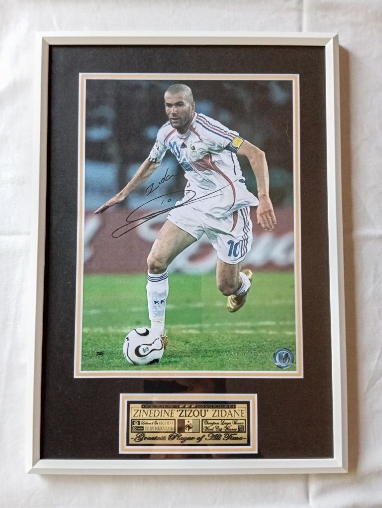 Moldura França Zinedine Zidane com Autógrafo (A4)