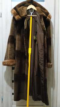 Пальто з хутра кролик рекс, капюшон і рукава оздоблені хутром, 48- 50р