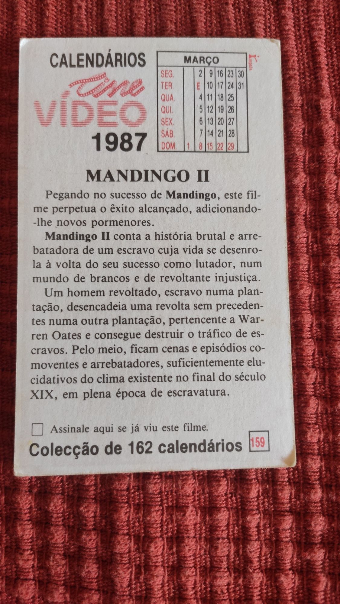 Calendários - filmes - Cine Video 1987