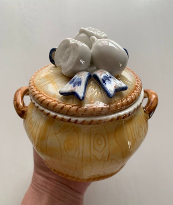 Горшок для хранения сыпучих, банка ёмкость для специй "под гжель"