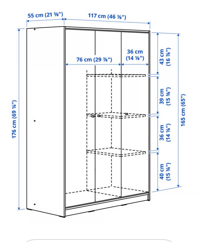 Roupeiro ikea KLEPPSTAD 3 portas branco