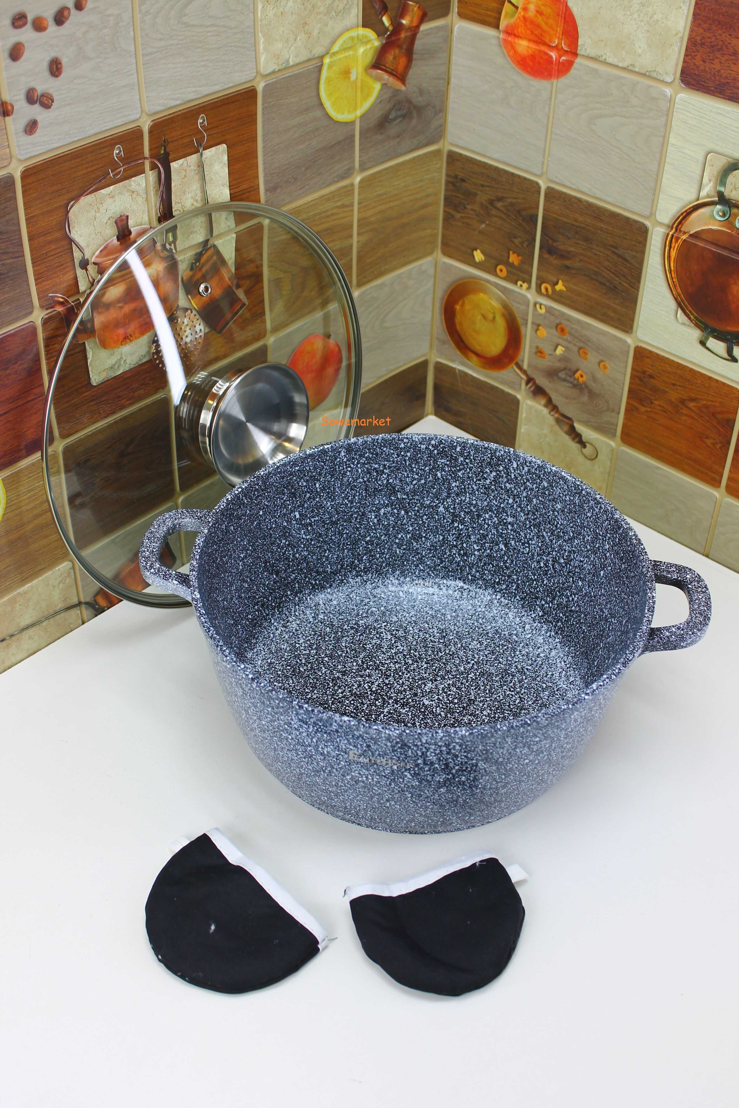 6,5L Garnek Marmurowy z Powłoką Gaz Indukcja 28CM Elitehoff E-7004