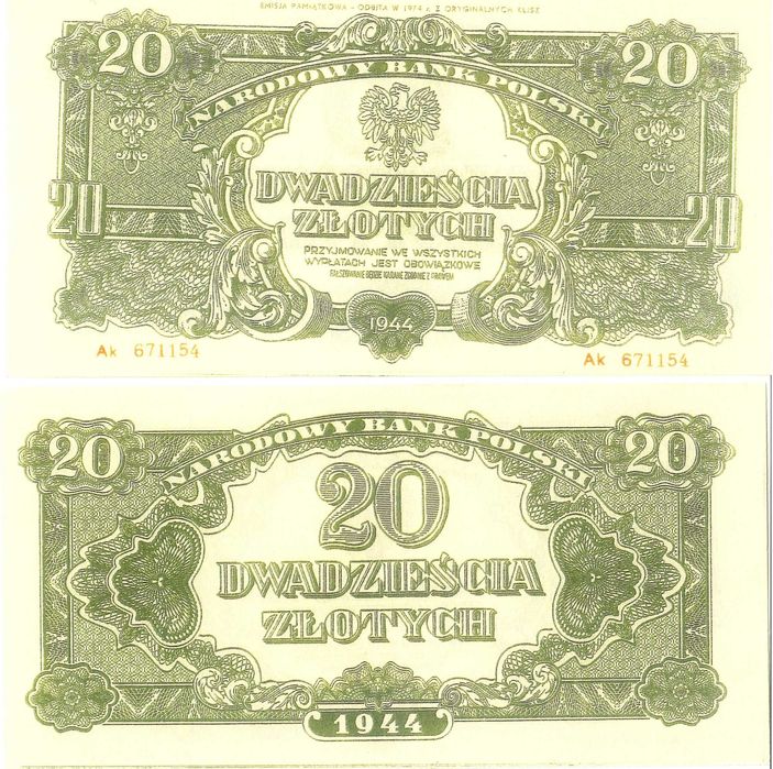 Kopie banknotów wydanie lubelskie 1944