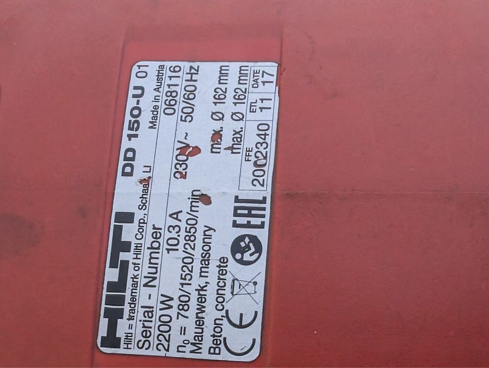 Дрель алмазного буріння hilti dd150